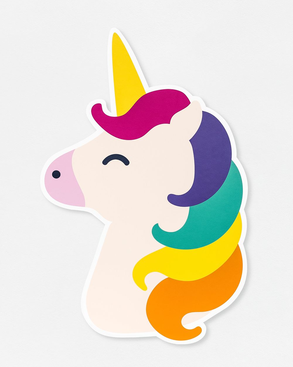 Cute unicorn with rainbow colored hair