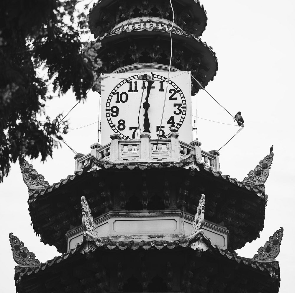 The clock tower at Lumphini Park in Bangkok