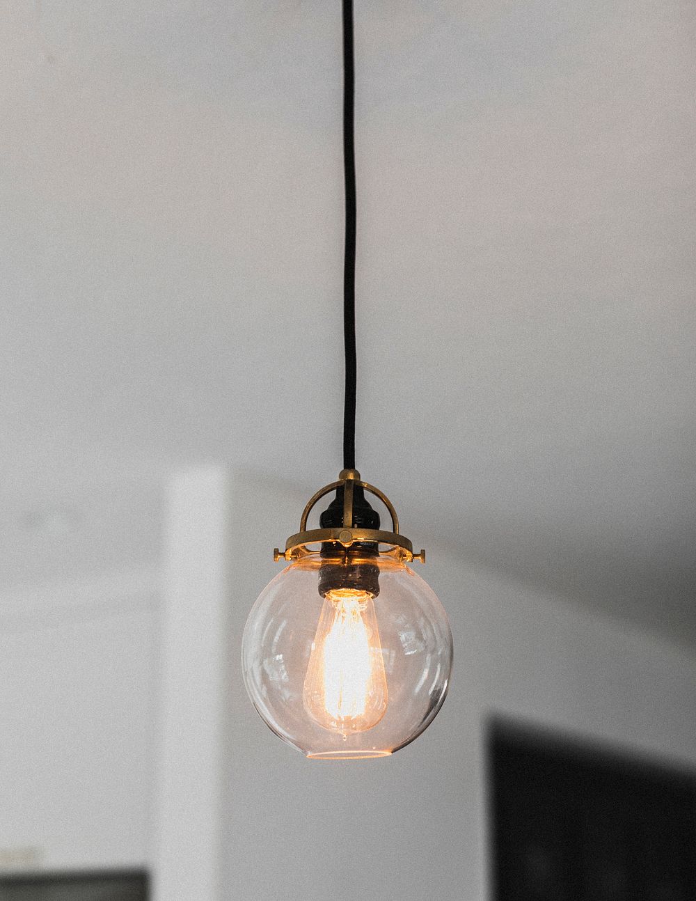 Bright light bulb in a house