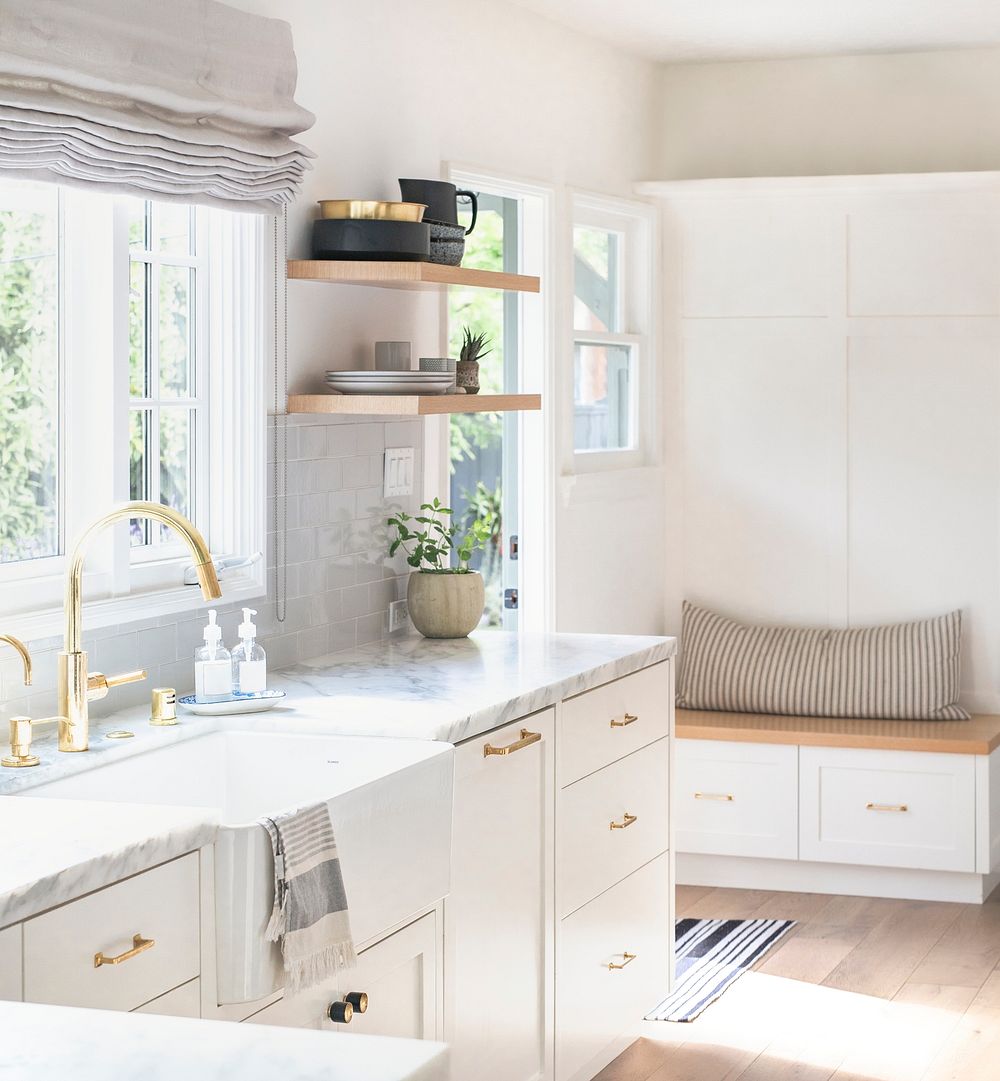 Golden kitchen faucet interior design