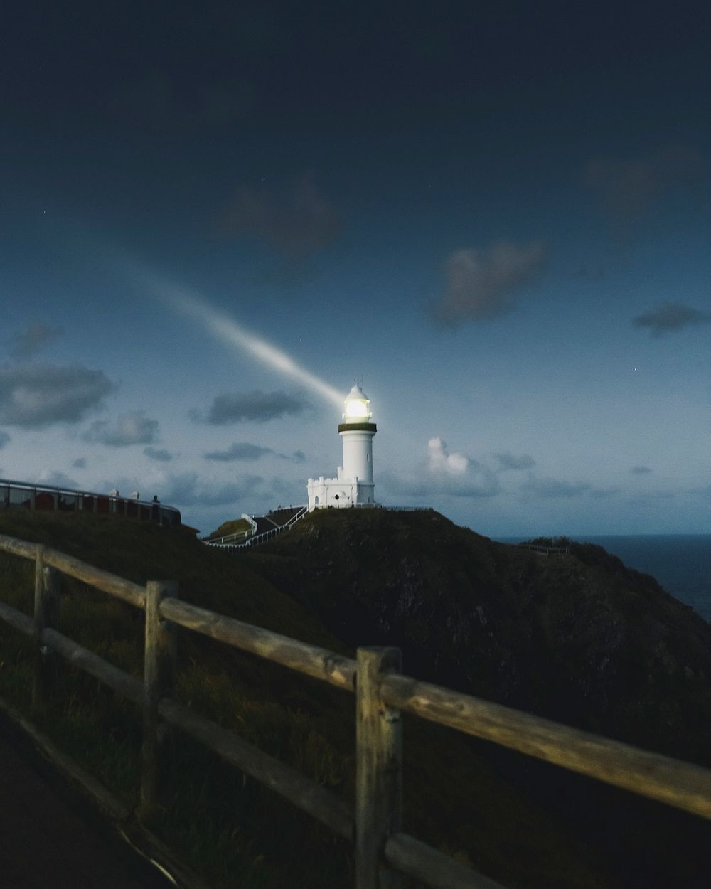 Lighthouse on the mountain at night