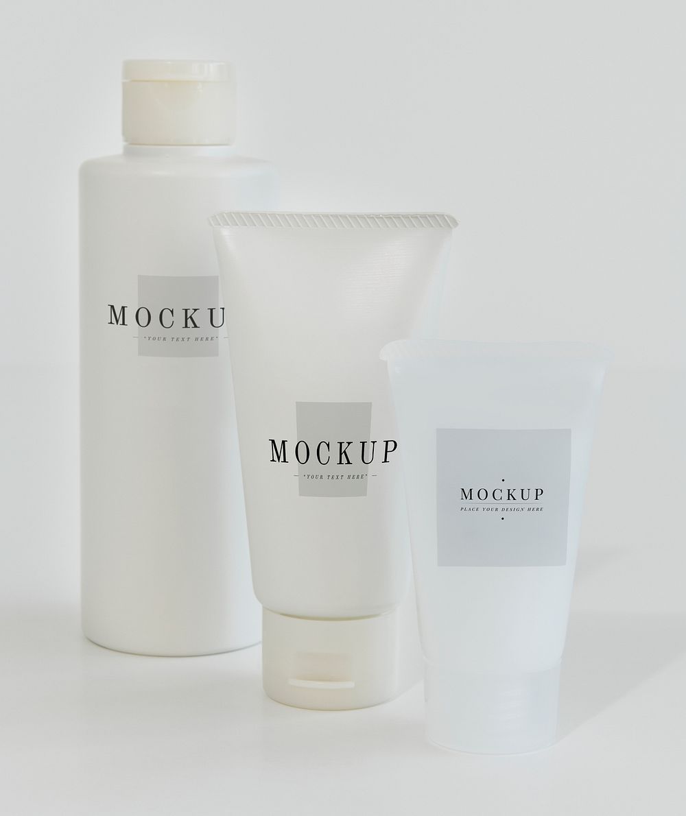 Three types of body care packaging mockups
