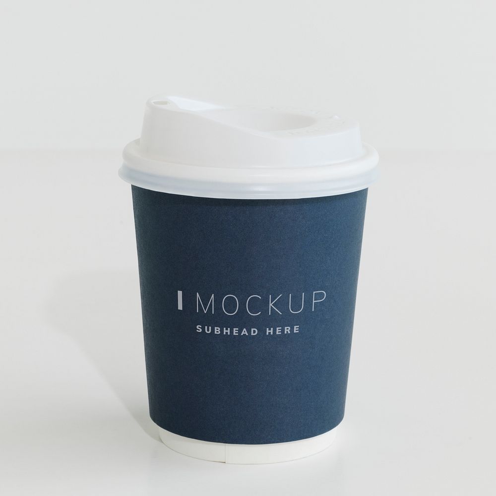 Navy blue paper coffee cup mockup