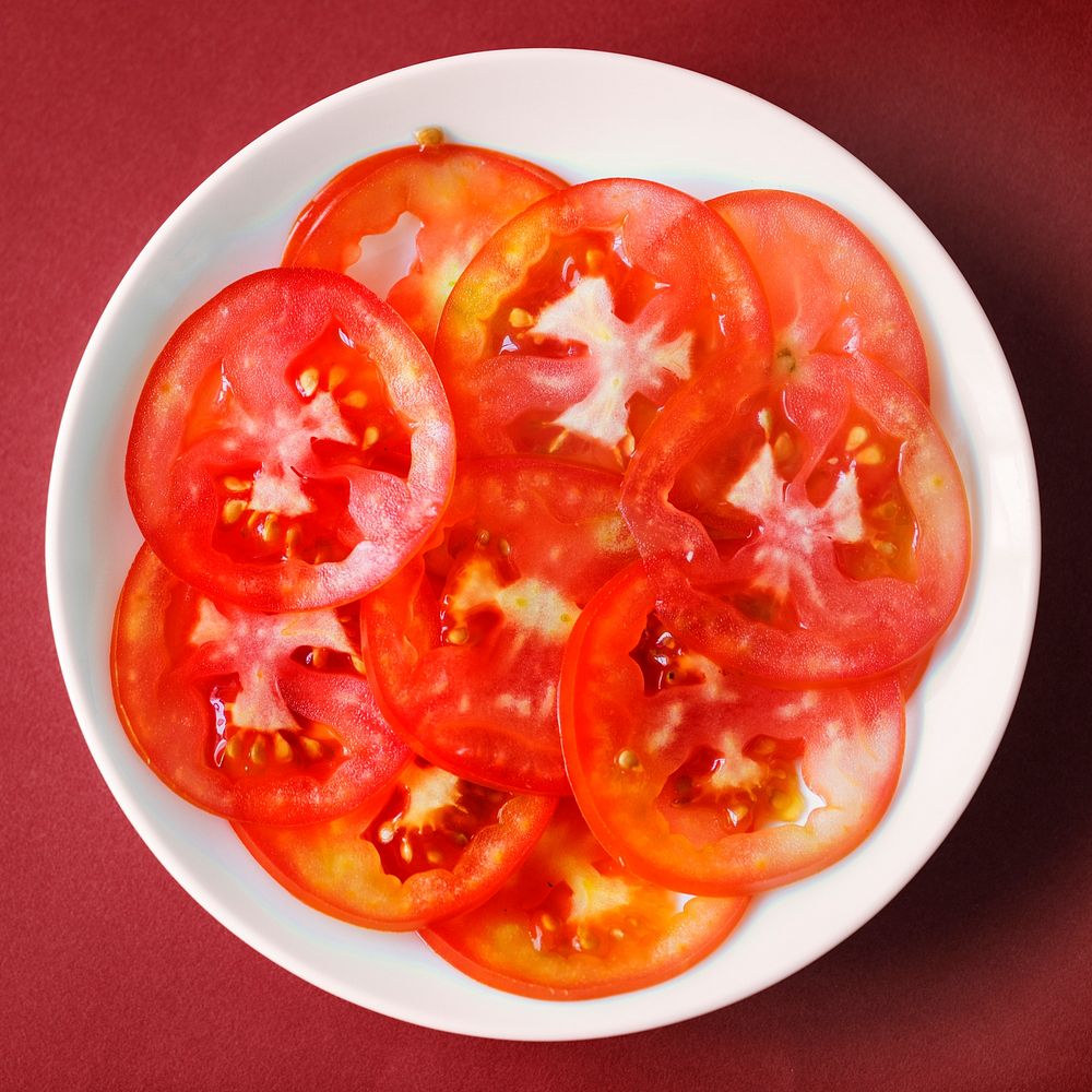 Close up slices of juicy tomato