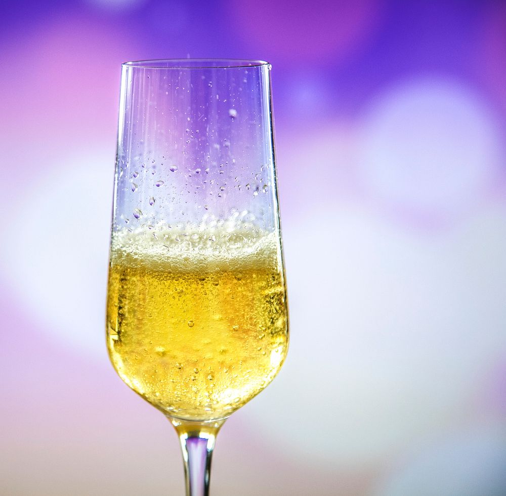 A glass of sparkling wine