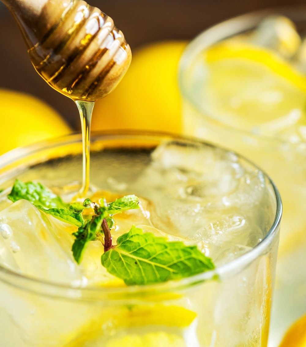 Honey lemon soda beverage photography