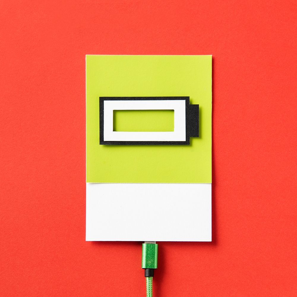 3d paper craft art of a charging battery
