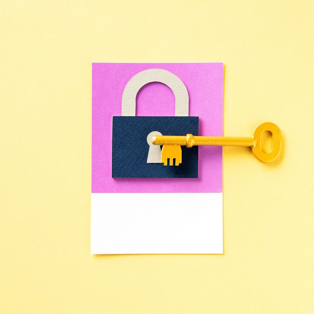 Security padlock with a key