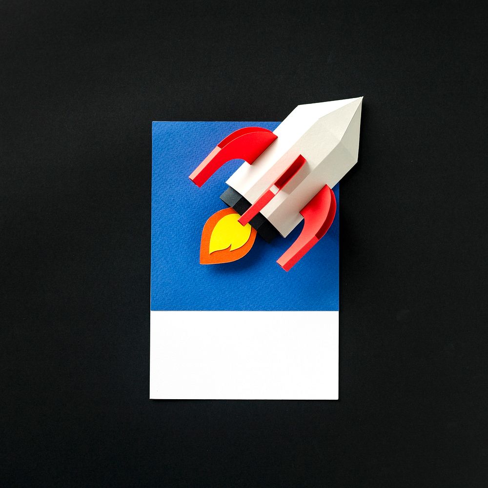 Paper craft art of a rocket ship