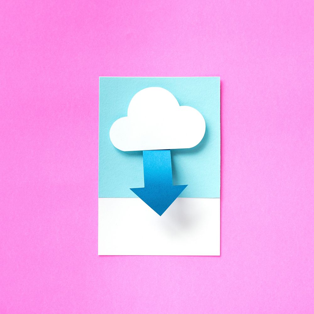 Paper craft art of downloading from cloud