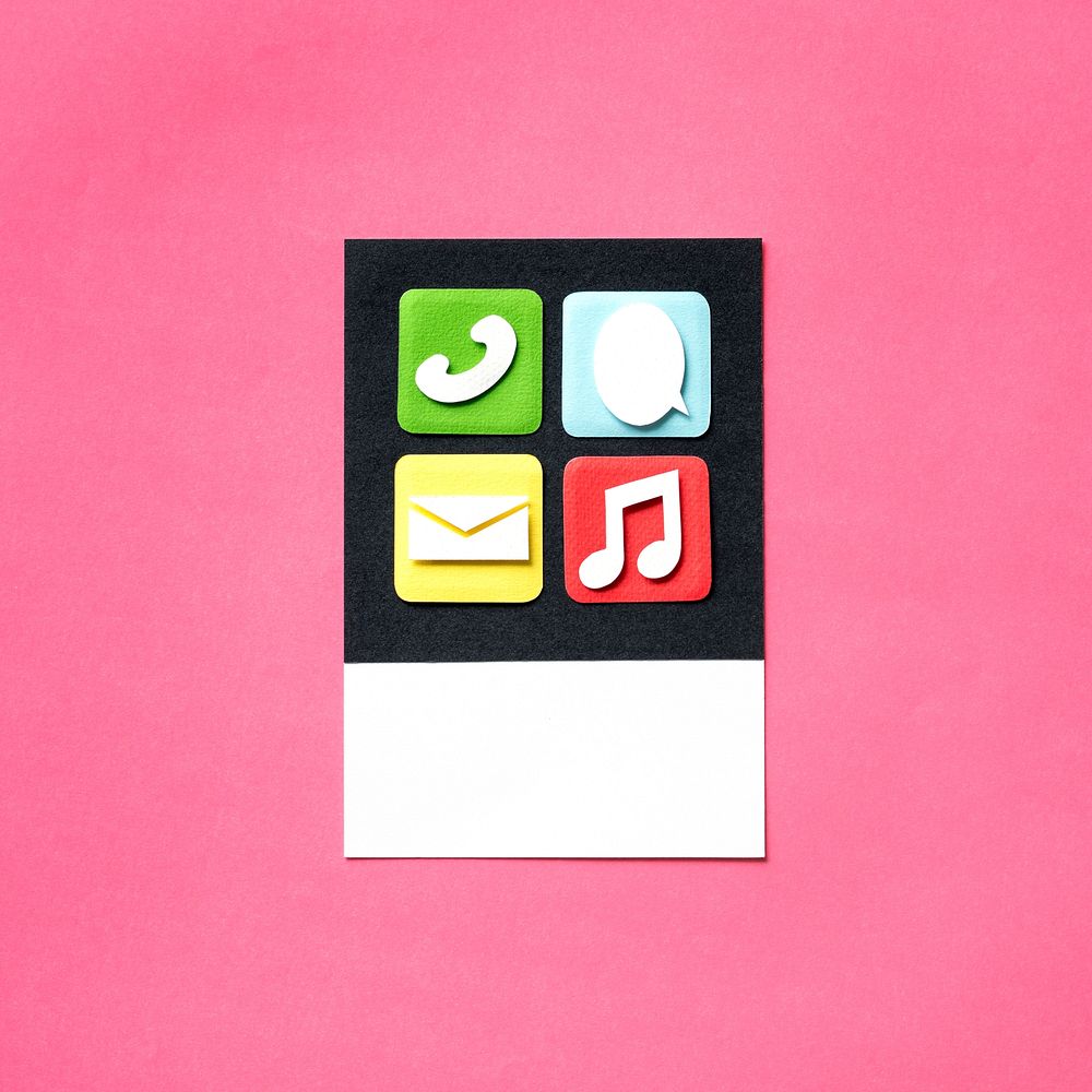 Paper craft art of app and media icons