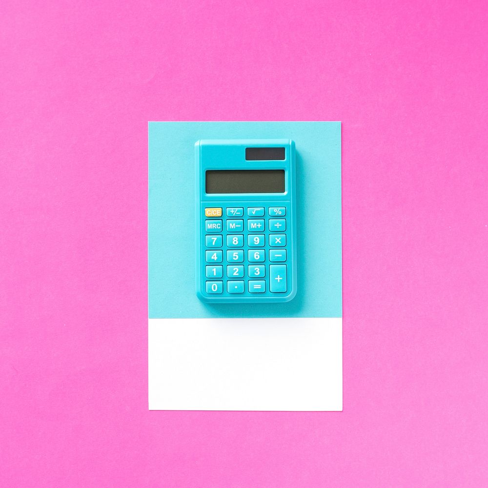 A blue accounting electronic calculator