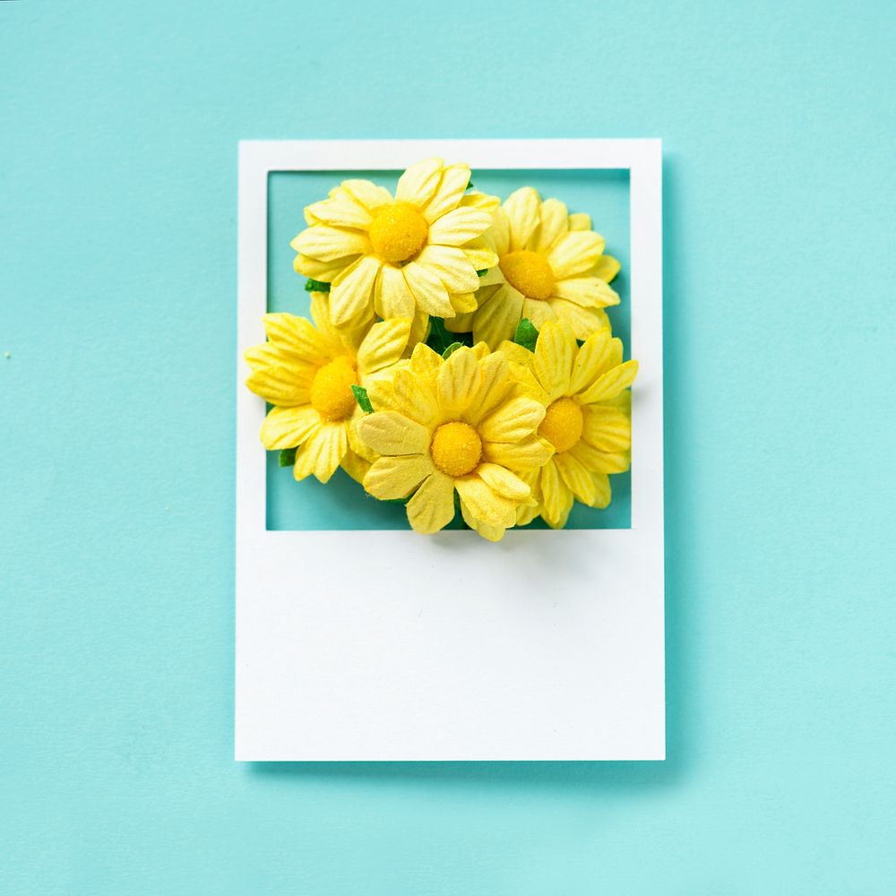 A bunch of flowers in a frame