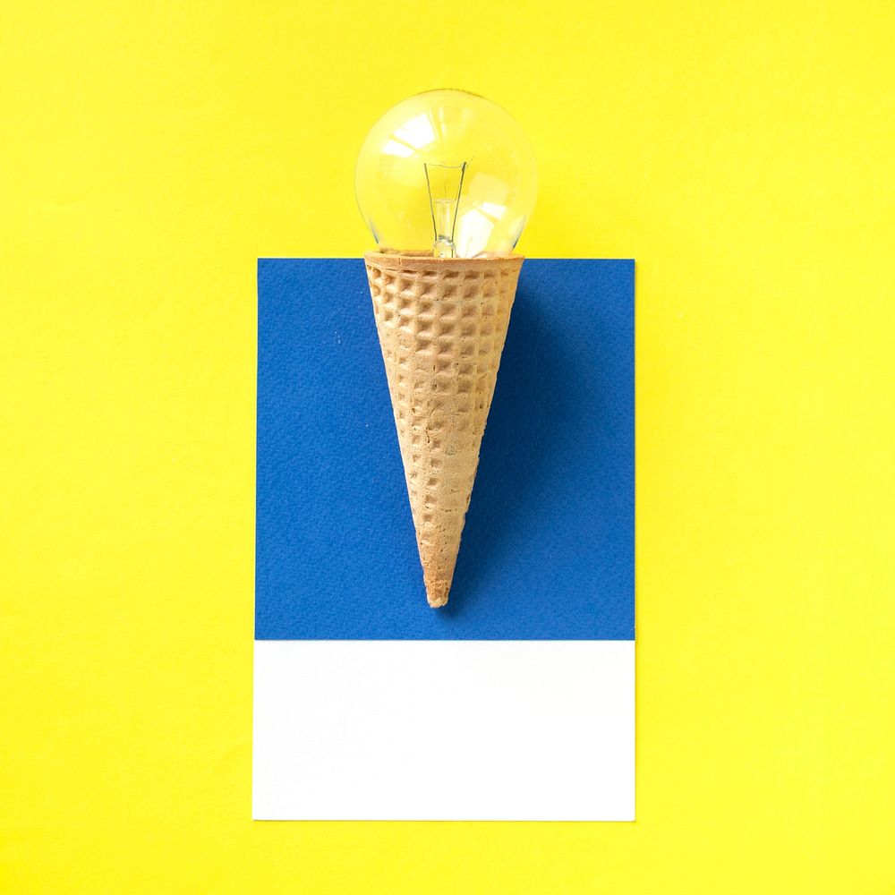 Ice cream cone with a light bulb