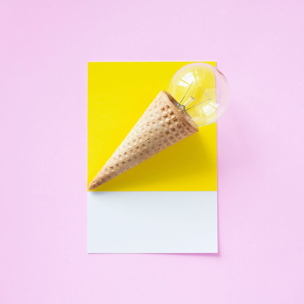 Ice cream cone with a light bulb