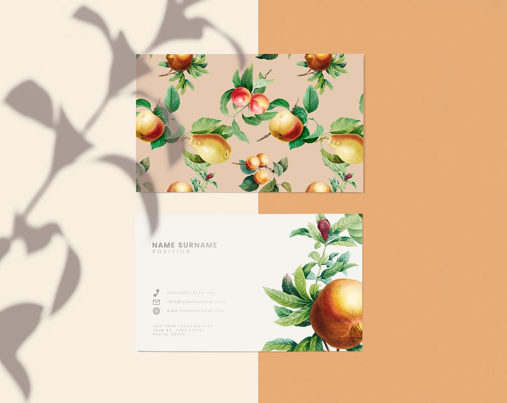 VIntage fruits business card template mockup