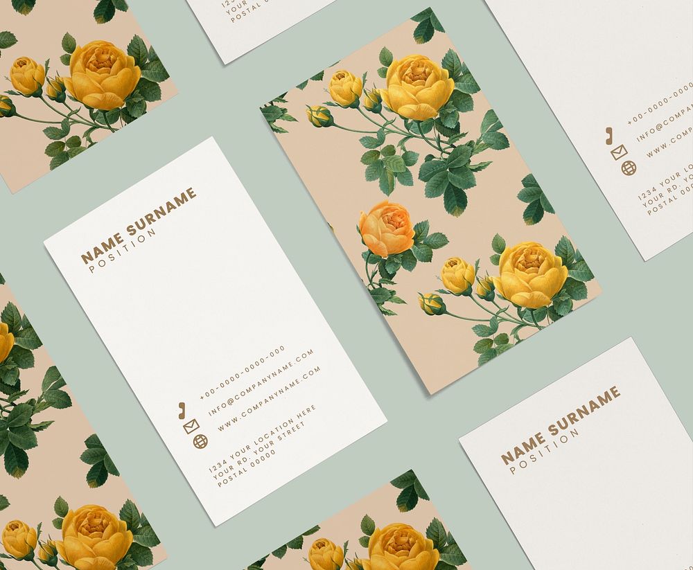 Floral business card template set mockup