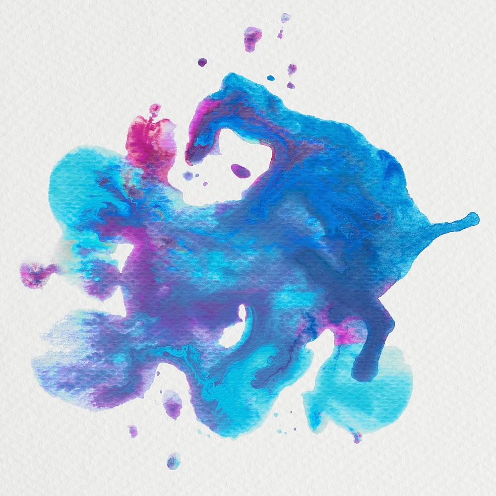 Abstract blue and pink watercolor splash illustration
