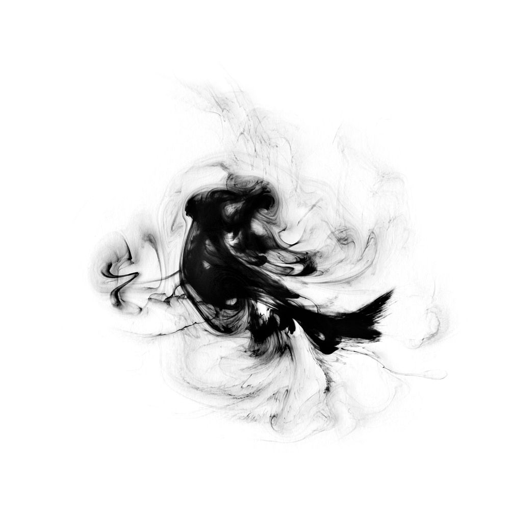Black smoke isolated on white background mockup