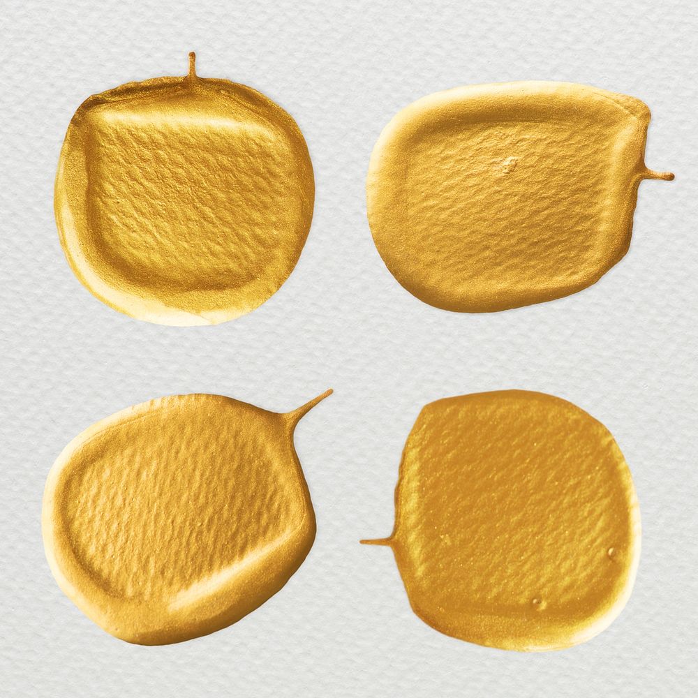 Metallic yellow paint strokes collection illustration