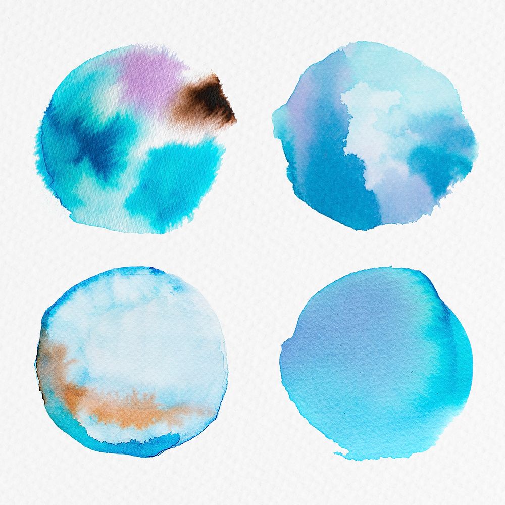 Round faded watercolor set illustration