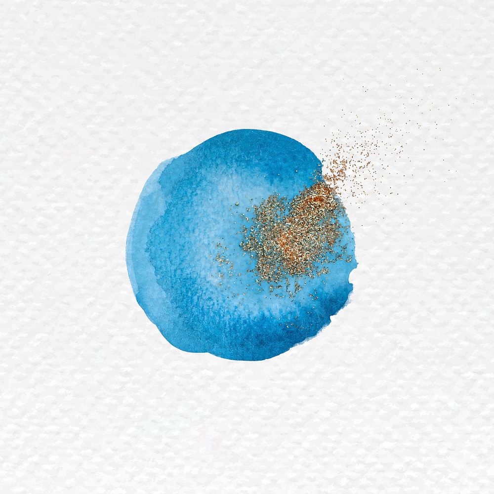 Round faded blue watercolor with glitter vector