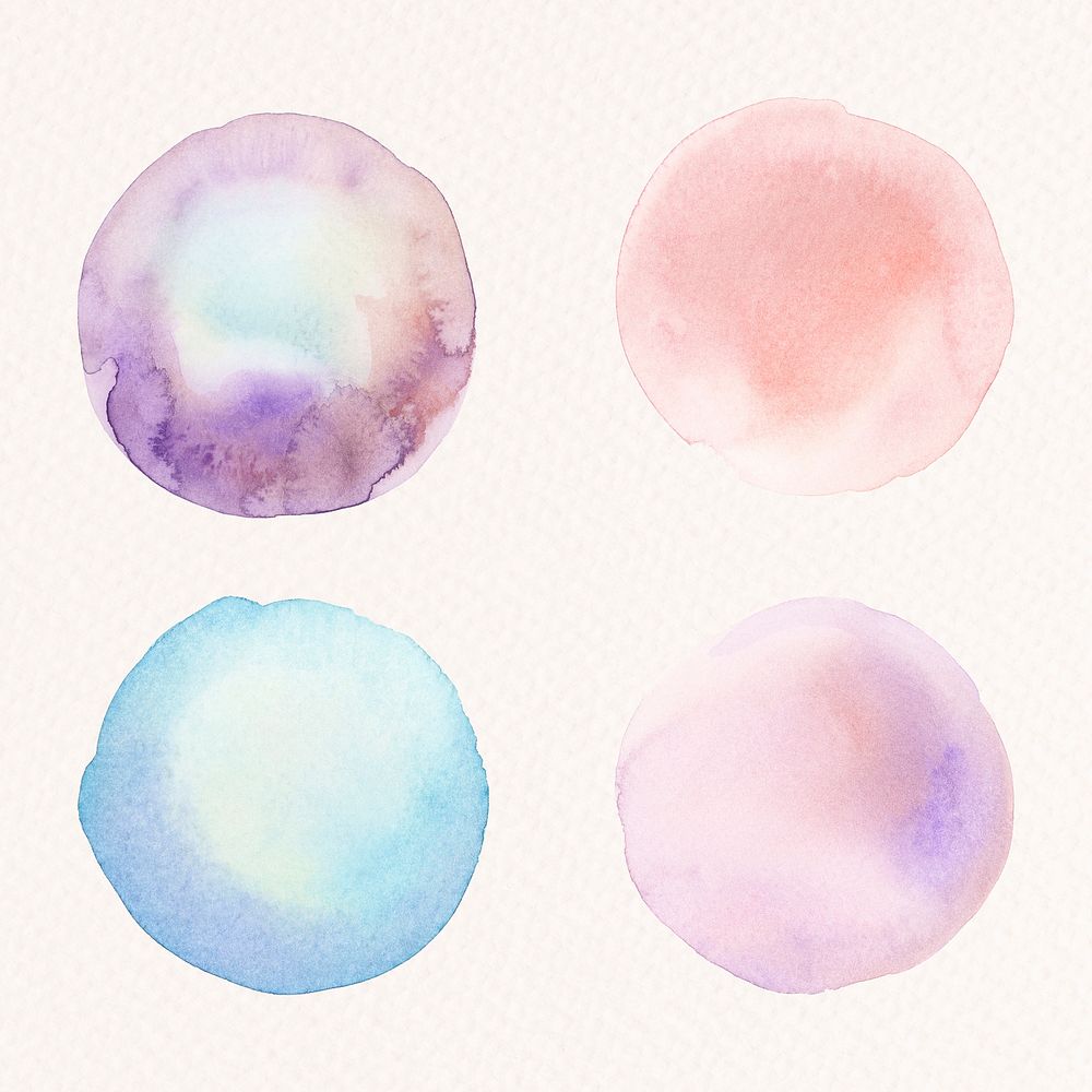 Round faded watercolor set illustration