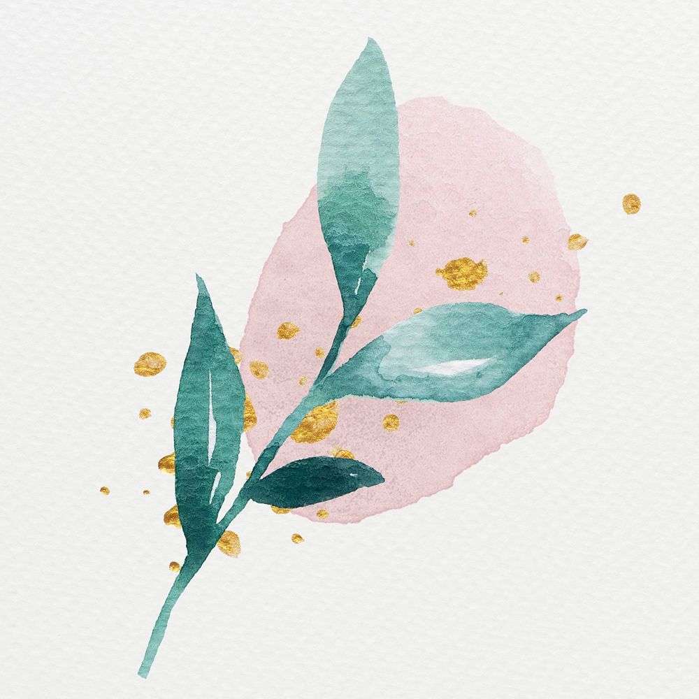 Colorful watercolor natural leaves illustration