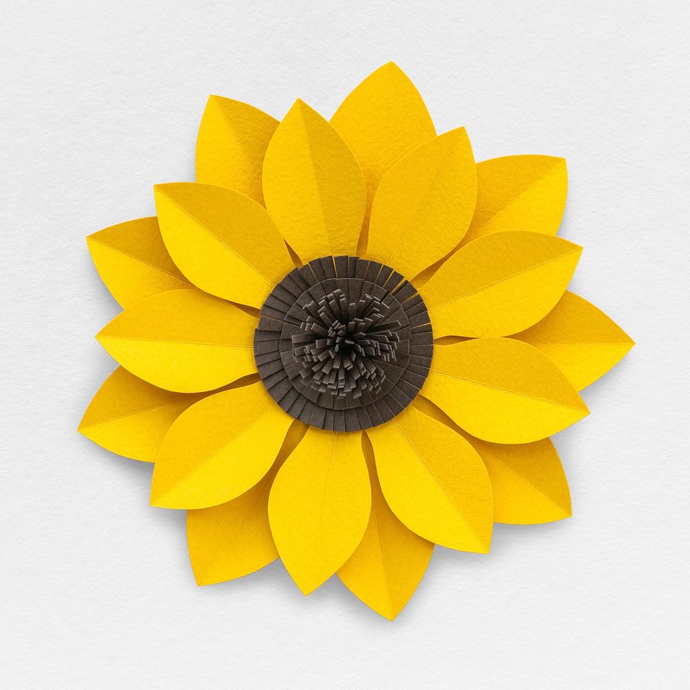 Sunflower paper craft closeup isolated