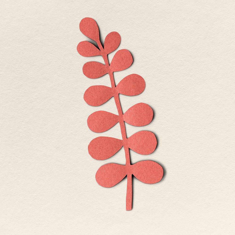 Red paper craft eucalyptus leaf