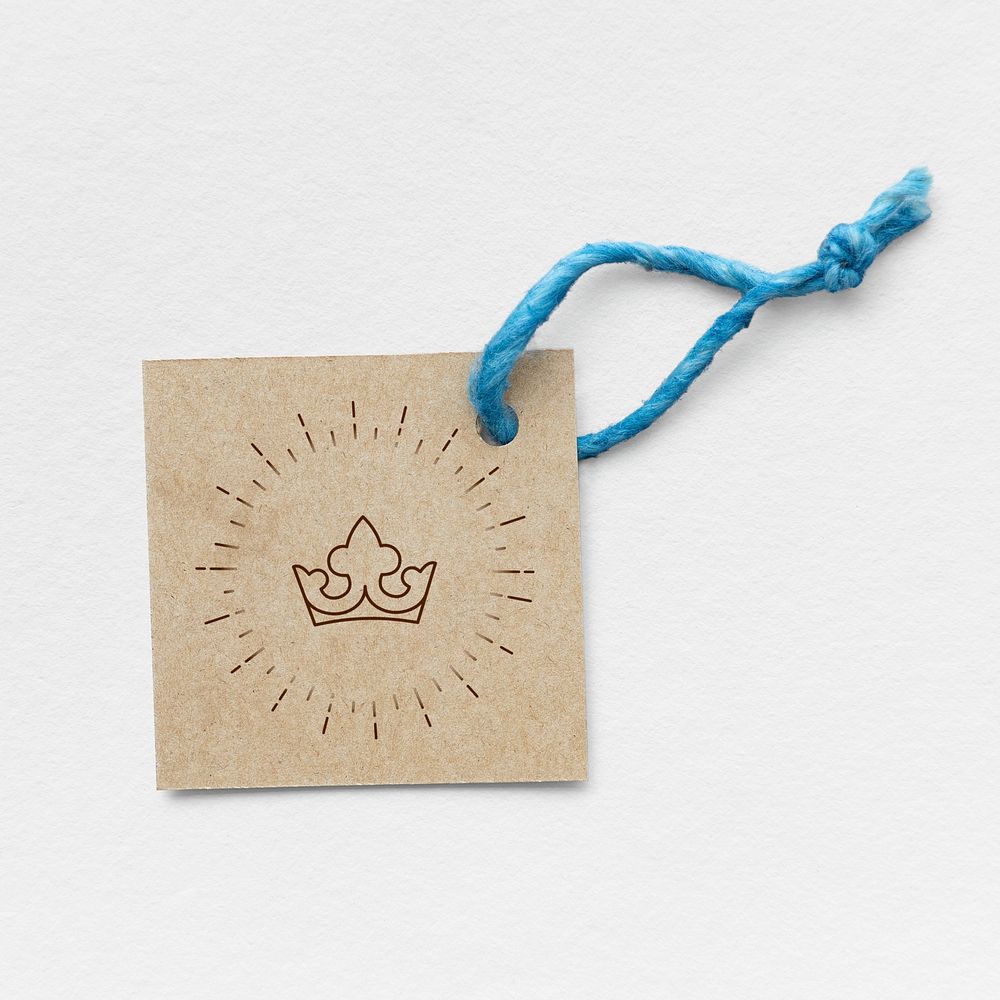 Brown square crown label mockup