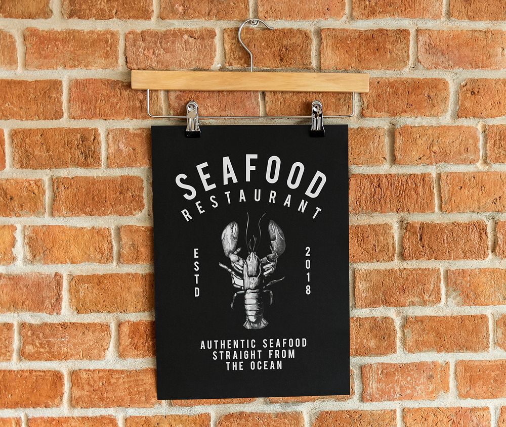 Seafood restaurant menu poster mockup
