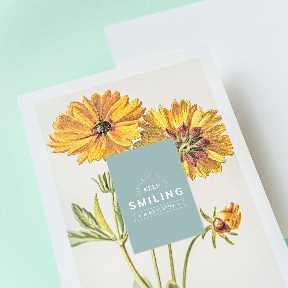 Keep smiling greeting card mockup