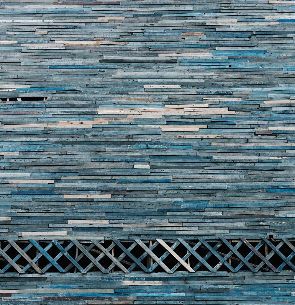 Wall decorated with dyed blue wood