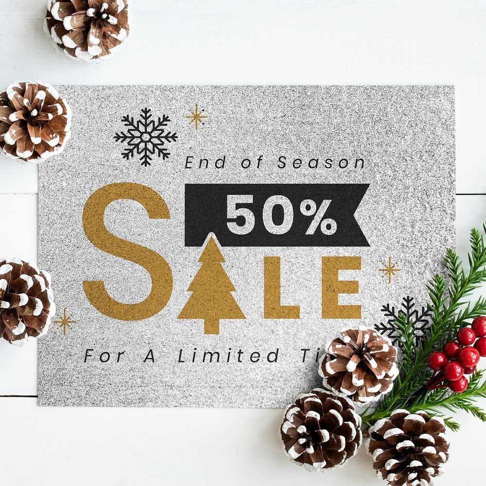 50% off Christmas sale sign mockup