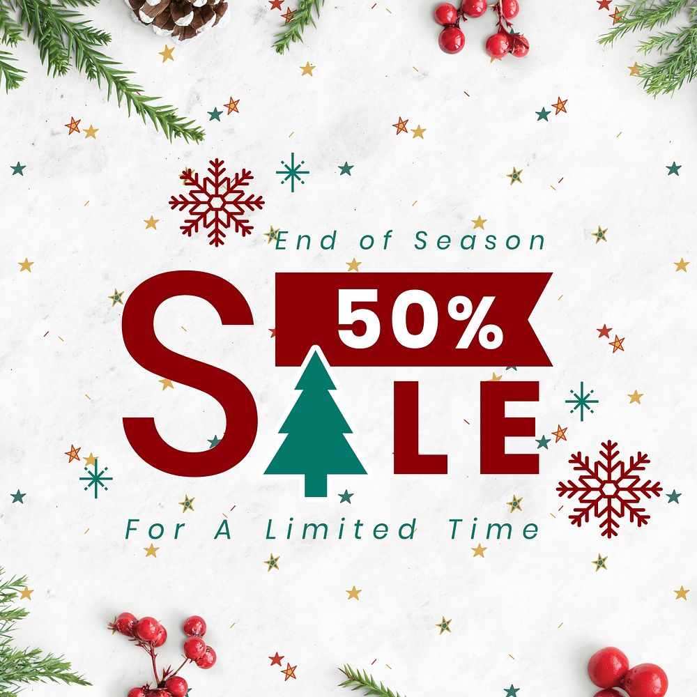50% Christmas sale sign mockup