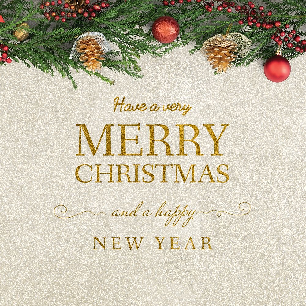 Merry Christmas and Happy New Year greeting card mockup