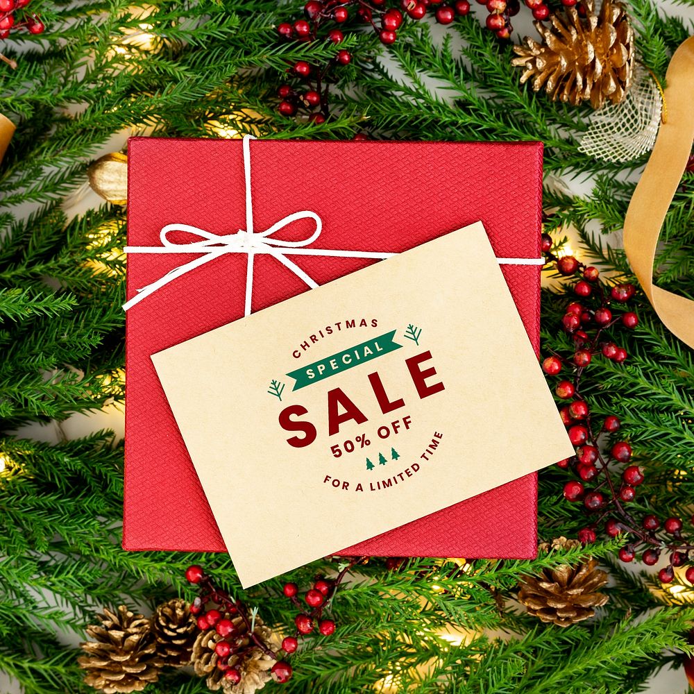 Special 50% Christmas sale sign mockup