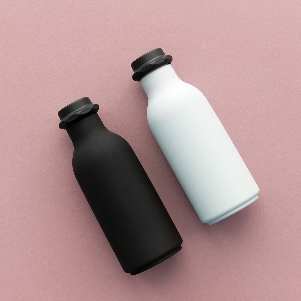 Minimal reusable water bottle mockup design