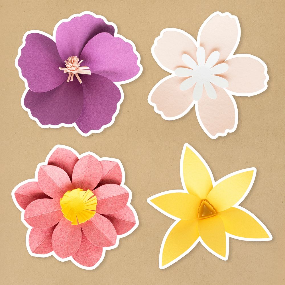 Tropical flower sticker paper craft set