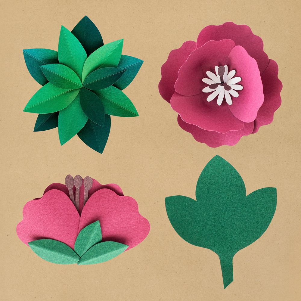 Poppy and leaf paper craft set