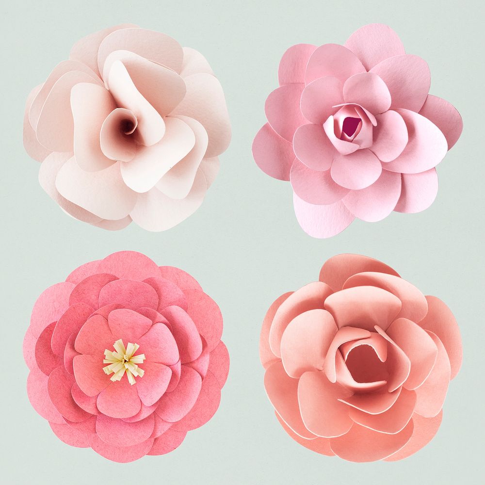 Pink rose paper craft set