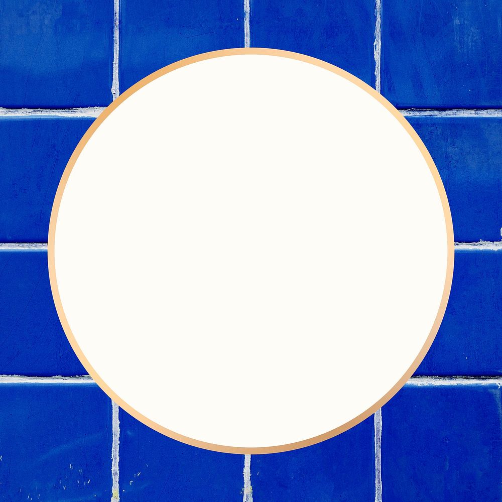 Blue tile pattern gold frame psd