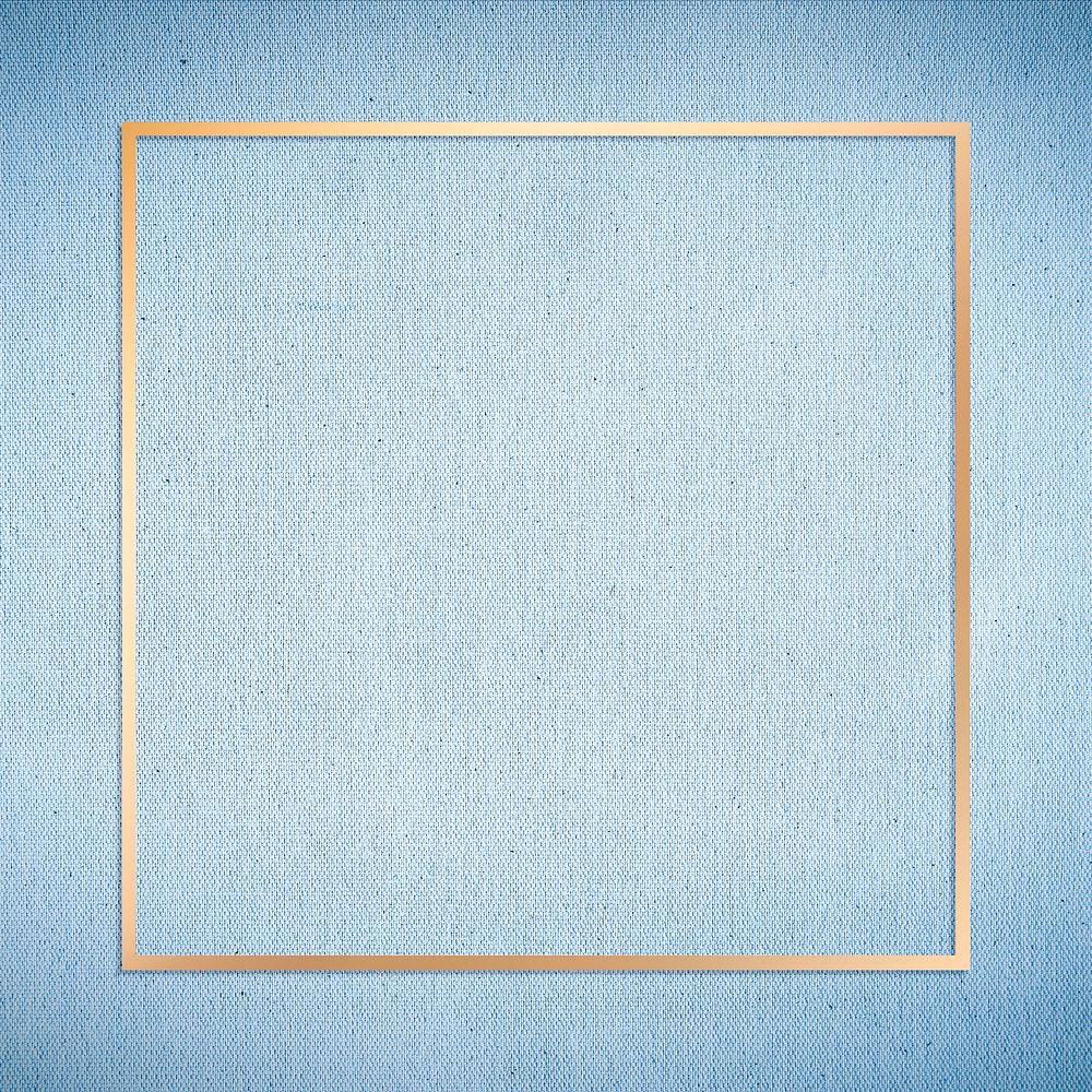 Psd gold square border frame on blue