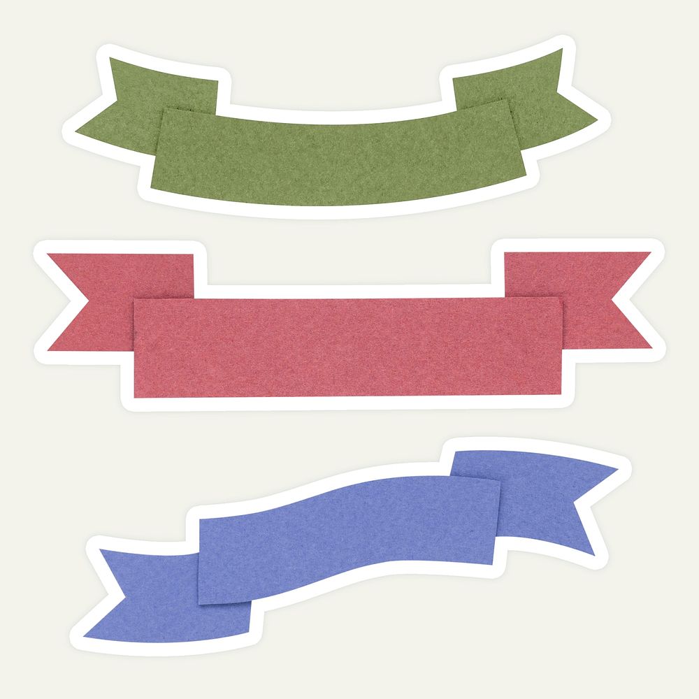 Colorful ribbon banner paper craft sticker set