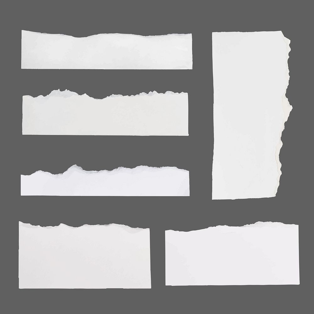Handmade torn paper craft vector in white minimal style set