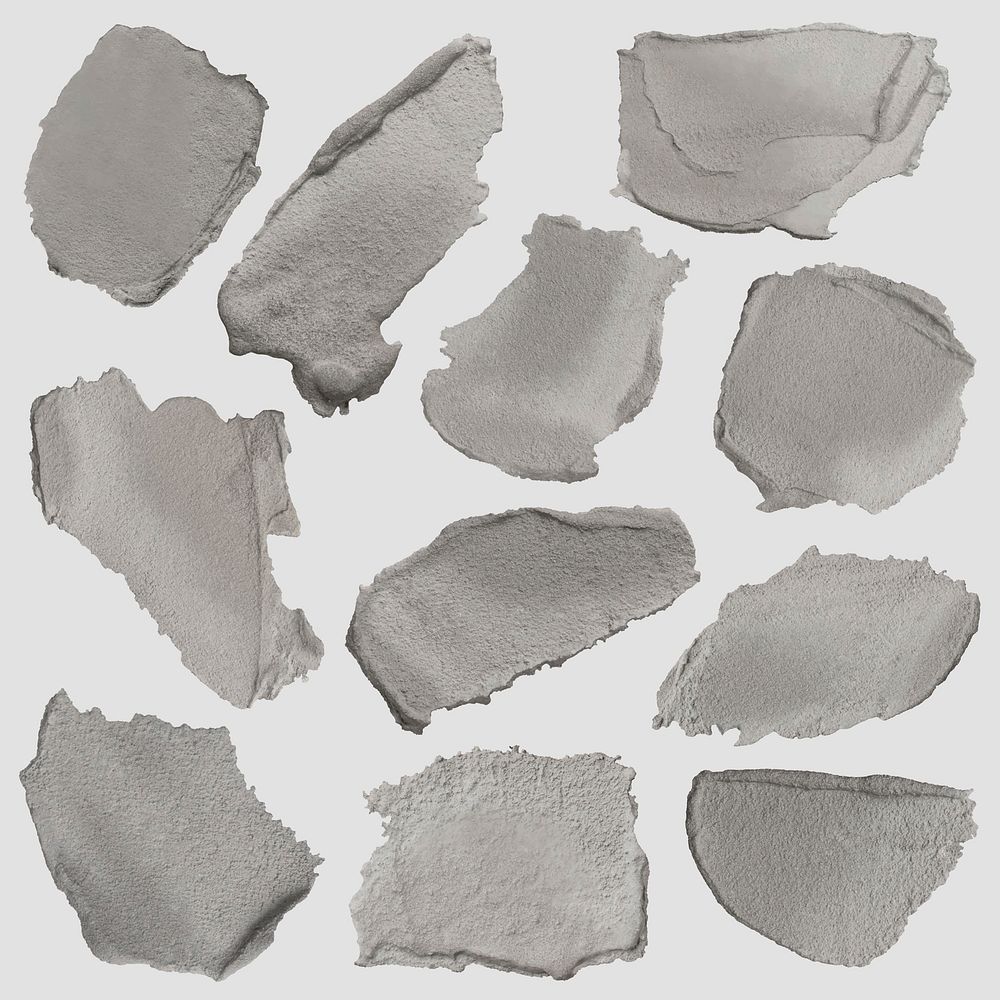 Smeared wet cement texture vector graphic element set