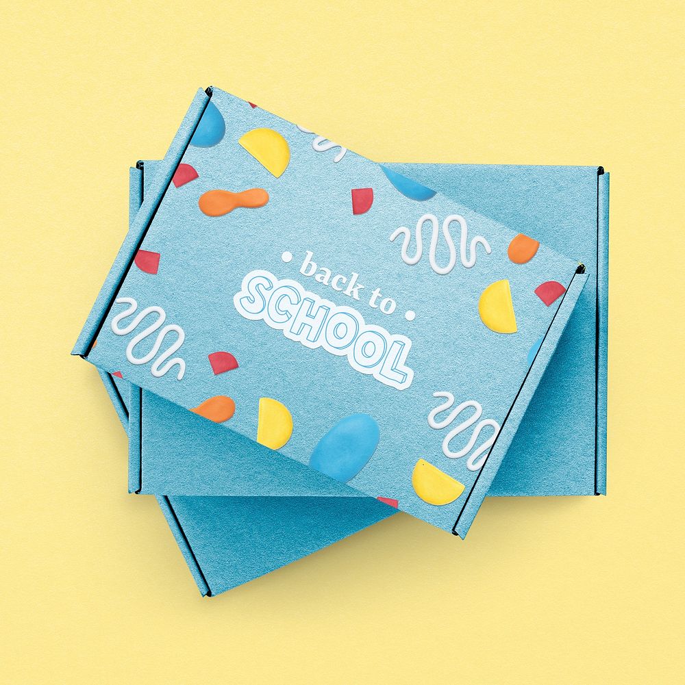 Kraft box packaging mockup psd with plasticine clay pattern