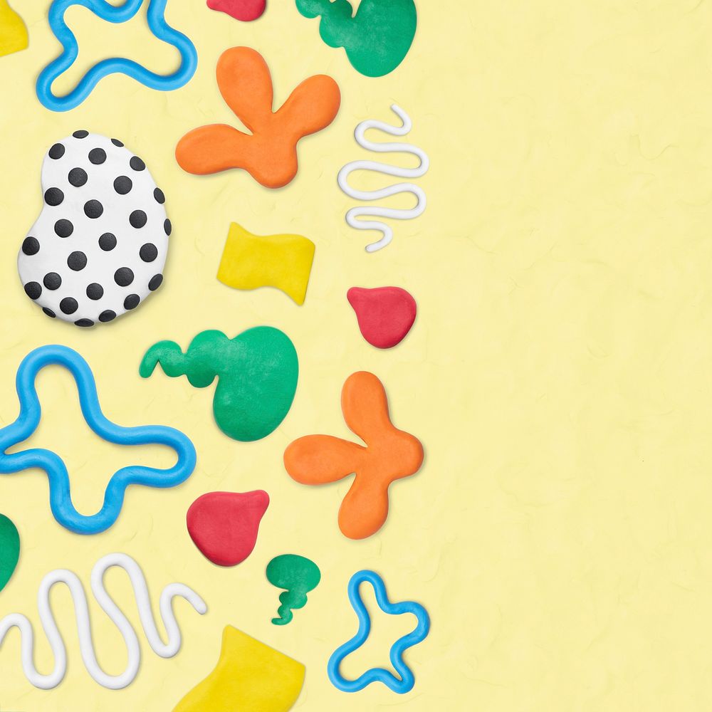 Plasticine clay patterned background psd in yellow colorful border DIY creative art for kids