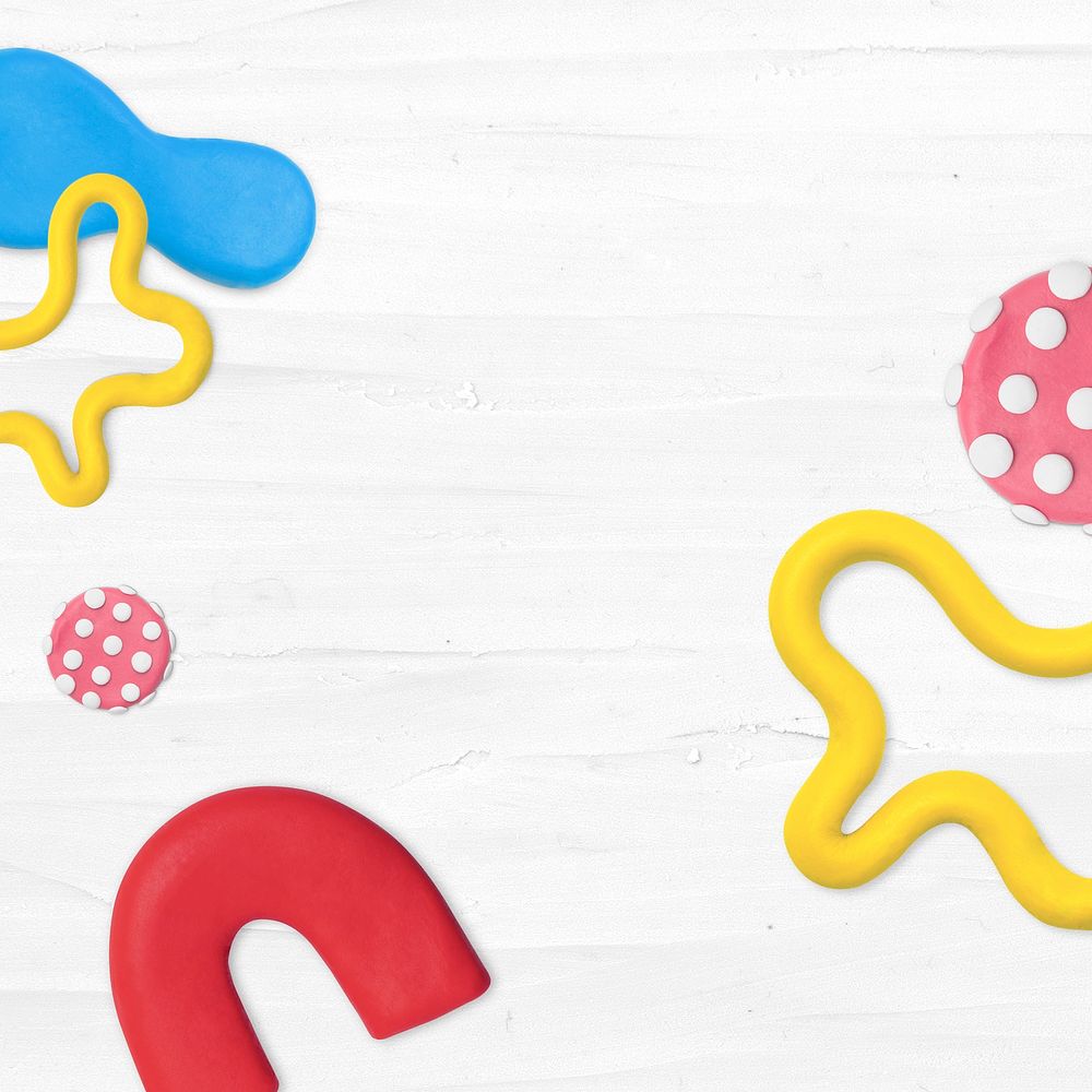 Plasticine clay patterned background psd in white colorful border DIY creative art for kids